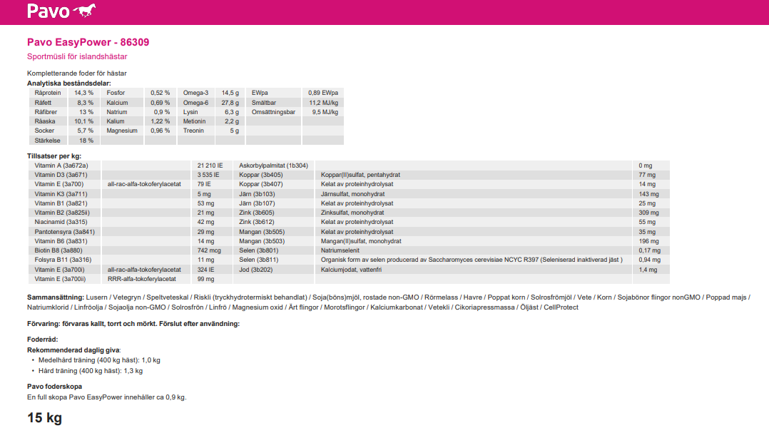 Pavo EasyPower 15 kg