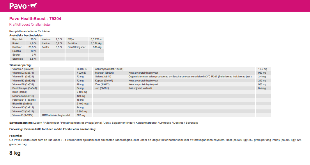 Pavo HealthBoost 8 kg